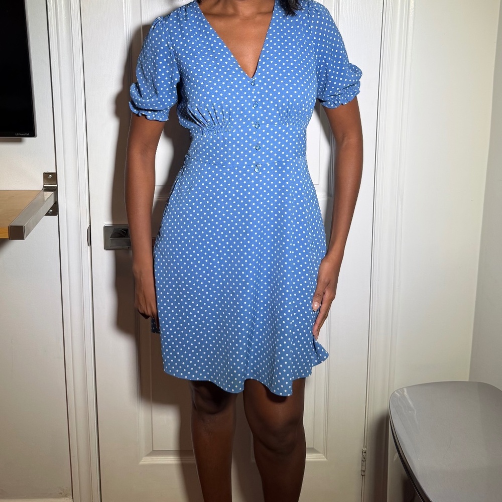 Kate Spade Blue Polka Dot Fit & Flare Dress Size 6